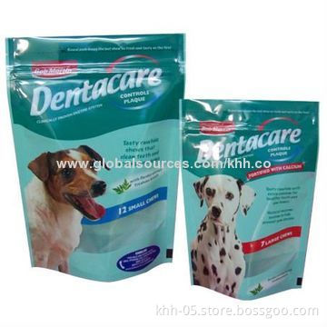 Bottom Gusset Plastic Pet Food Bags with Top Resealable Zip Lock, Made of BOPP/PET/PE